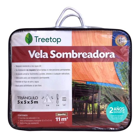 Vela Sombra Triangular de 5 × 5 × 5 m color Mocha-0