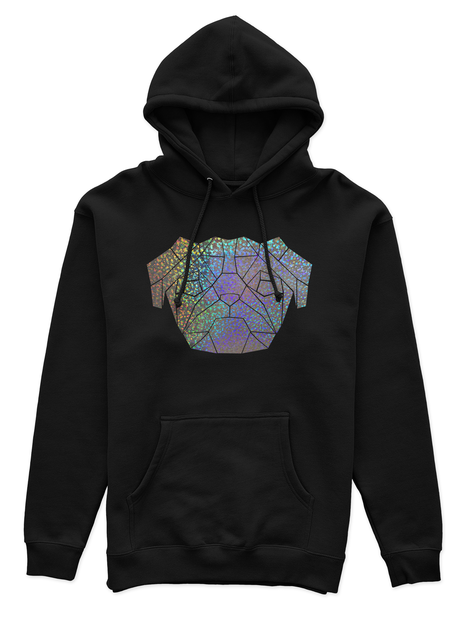 Polerón Canguro Unisex Negro - Pug Geométrico holográfico efecto circulo-0