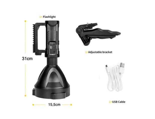 Linterna Led Largo Alcance Recargable Usb Trípode-3