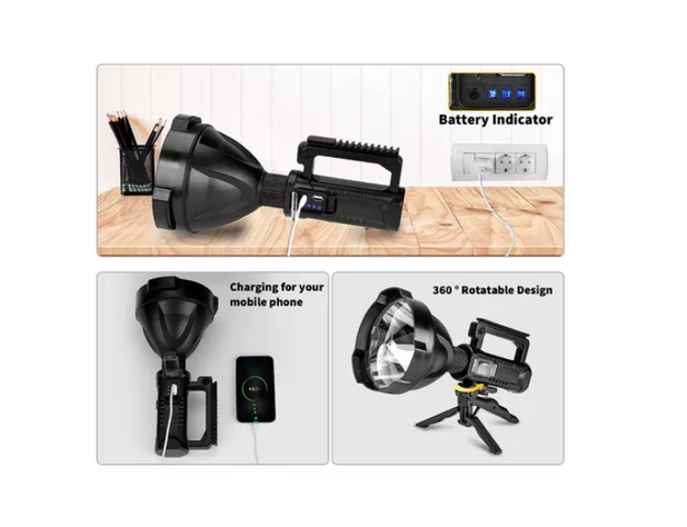 Linterna Led Largo Alcance Recargable Usb Trípode-2