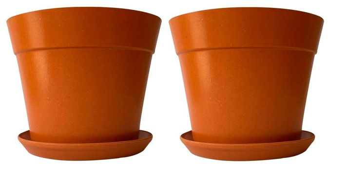 SET 2 MACETAS C/PLATO BIO CLASICO TERRACOTA 25X17-0