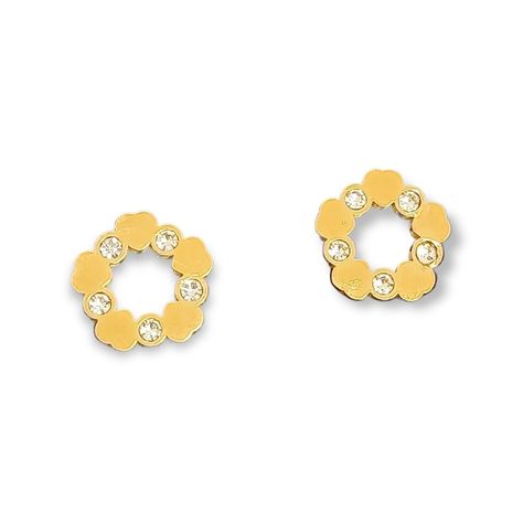Aros Punto Luz Corona corazones enchapada en oro 14k-0