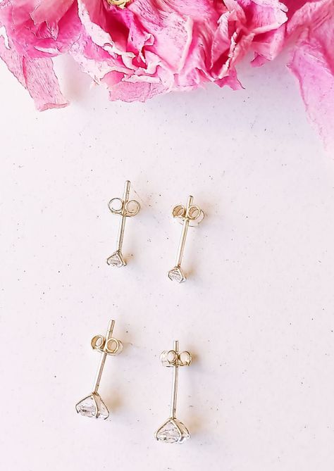 Set Aros Conjunto Punto De Luz Zirconia Plata Fina 3mm 7mm-3