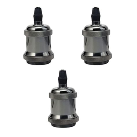 Pack 3 Soquetes E-27 Retro Plateado Vintage-0