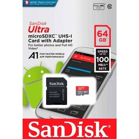 Tarjeta de memoria SanDisk Ultra Micro SDXC 64GB Clase 10-0
