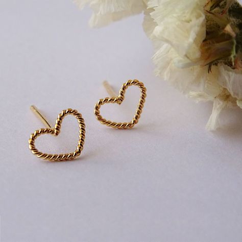 Aros Aritos Corazon Enroscado Plata Baño De Oro - Mabelita-3