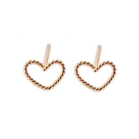 Aros Aritos Corazon Enroscado Plata Baño De Oro - Mabelita-0