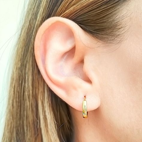 Aros Argollas Bisagra 14mm Enchapado Oro 18K-2