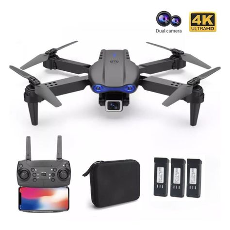 Dron Doble Cámara 4k Wifi Plegable 3 Baterías Bolso Recargable-2
