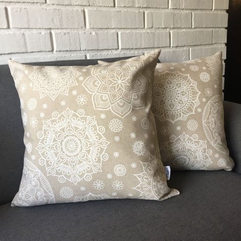 FUNDA COJIN DECORATIVO DISEÑO MANDALAS CREMA 45X45-2