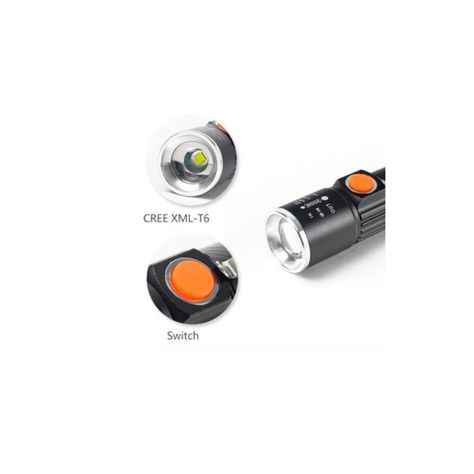 Linterna Led Cree Recargable USB 3000 Lumenes  Zoom Tecnolab-3