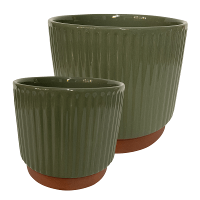 Set 2 Maceteros Enlozados Oliva 14x12 y 20x18-0