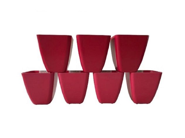 SET 7 MACETAS BIO CUADRADO CORAL 13,3X12,4-0