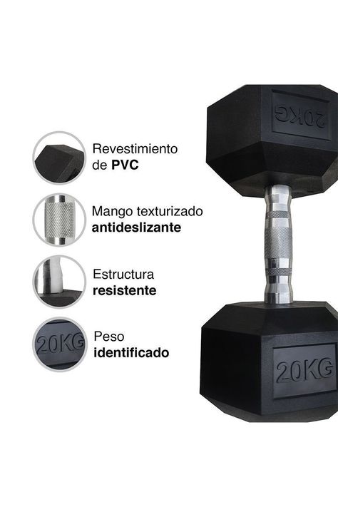 Mancuerna Hexagonal 20 Kg Negro-3