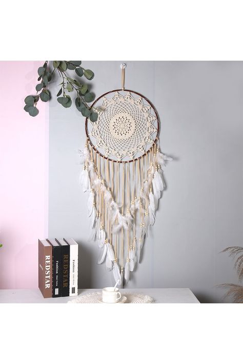 Atrapasueños Macramé Plumas Beige-1