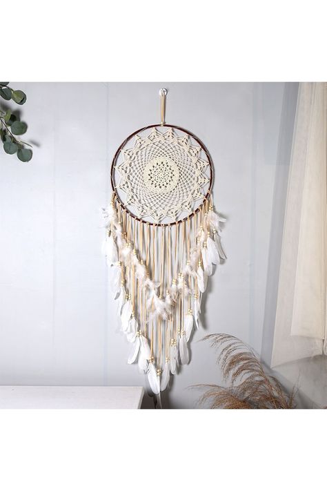 Atrapasueños Macramé Plumas Beige-3