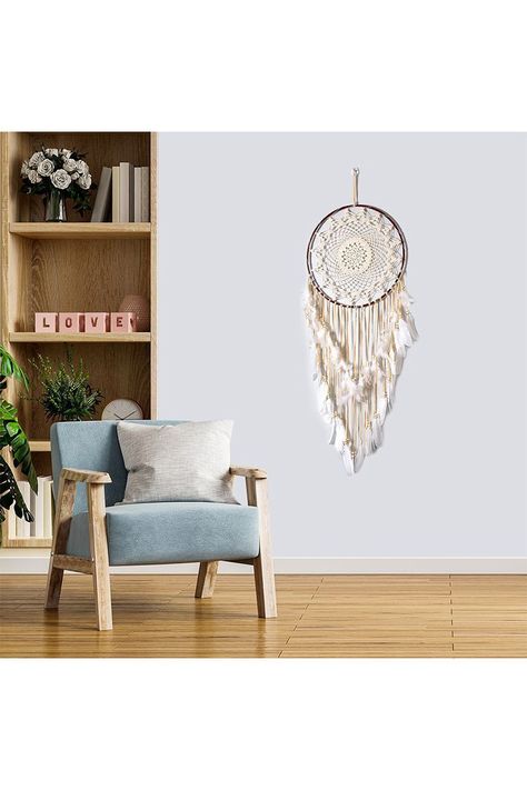 Atrapasueños Macramé Plumas Beige-5
