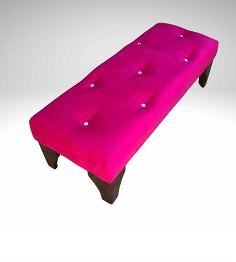 Banqueta HVM Fucsia felpa B/diamante Pmadera-1