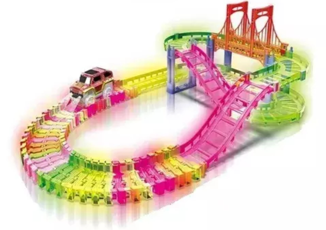 Pista De Auto Mágica Luminosa Armable de 85 Piezas-0