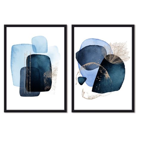 Set doble de Cuadros Piedras Azules -0