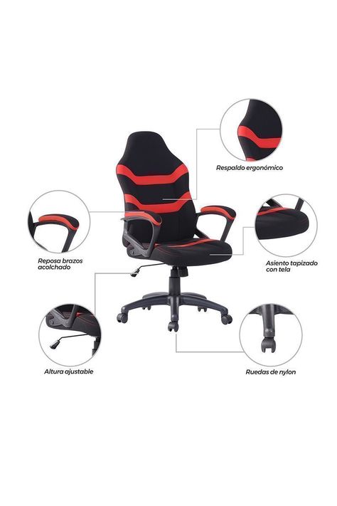 Silla Gamer Infinite Escritorio Rojo-4