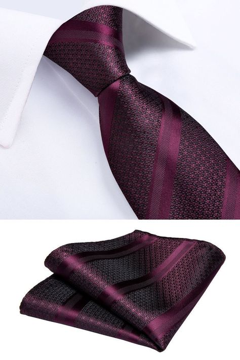 Set Corbata + Paño + Collera formal hombre. Modelo Uva Negra-2