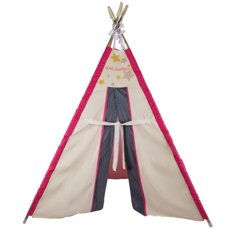 Carpa Tipi Refugio Blanca-Fucsia Textil 120x170x180 cm Máxima Design-2