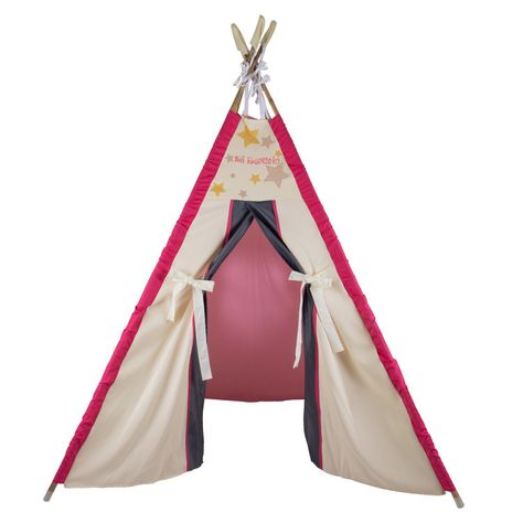 Carpa Tipi Refugio Blanca-Fucsia Textil 120x170x180 cm Máxima Design-1