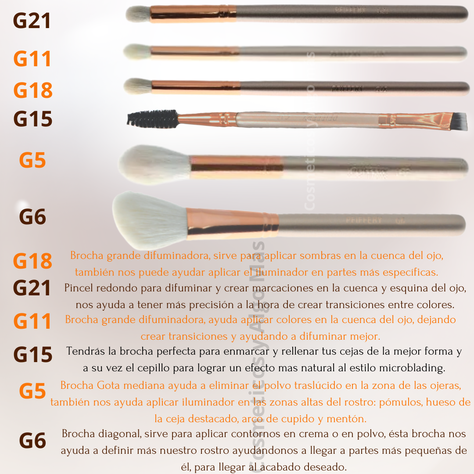 Set de 6 brochas profesionales de maquillaje con e-4