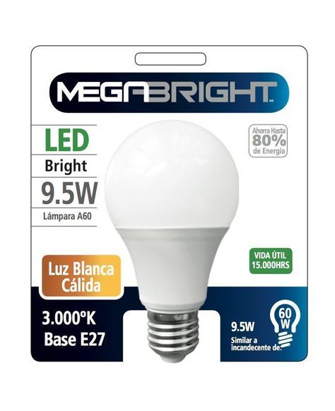 Ampolleta LED A60 Clasica 9,5W/3000K E27-1