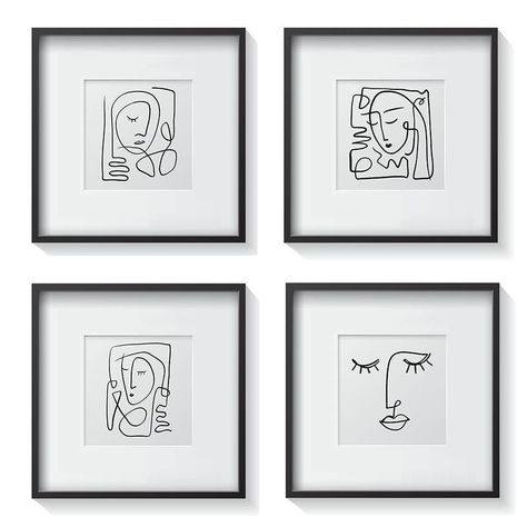 Set 4 Cuadros Retratos Minimalistas 30X30-0