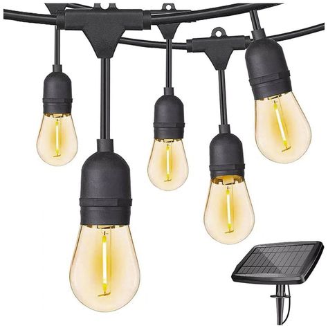 Guirnalda De Luces Solar LED 20 Ampolletas Cálida 10mts-0