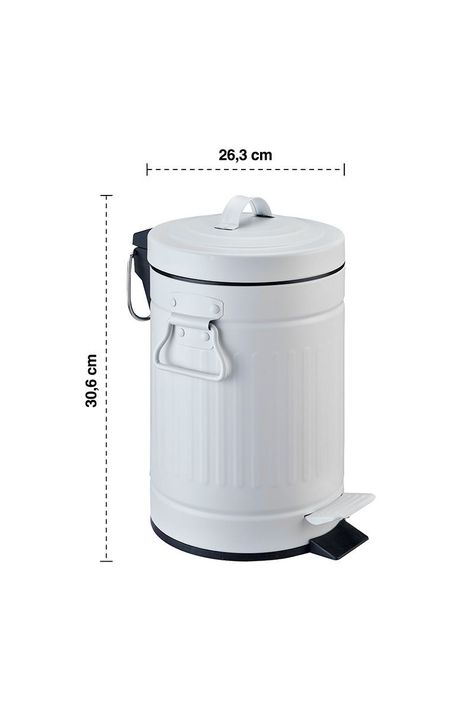 Basurero Retro 5 L Metal Blanco-2