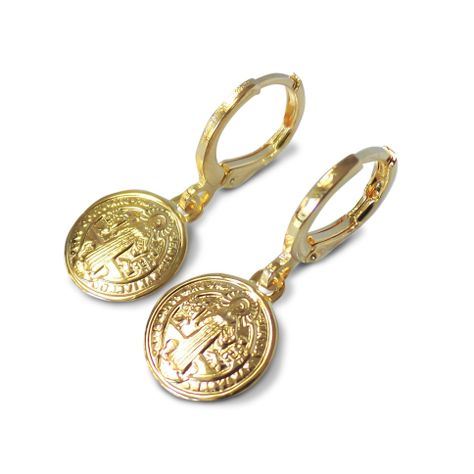 Aros Argolla Medalla San Benito Enchapado Oro 18K-0