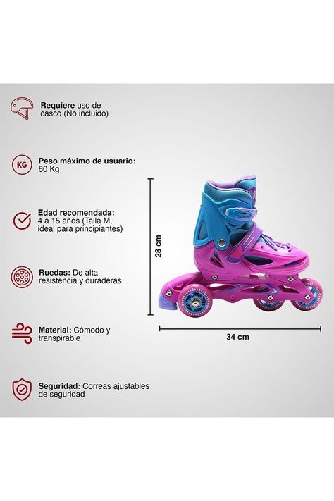 Patines 2 en 1 Talla M Modelo BW-905 Rosado-2