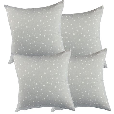 Set 4 Cojines Lona Estrellita Gris 50x50 cm-0