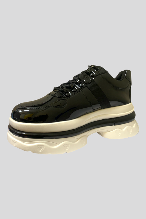 Zapatilla Urbana con plataforma Negro Brillante -1