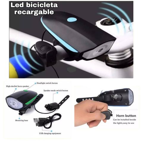 Led bici recargable con bocina-1