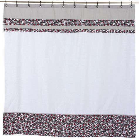 Cortina y Set de baño 7 piezas 173 x 180 cms gris blanco-2