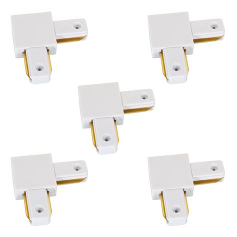 Pack 5 Conectores Para Carril Monofásico De Iluminación LED "L" Blanco-0