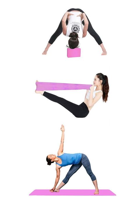 Set Yoga Bloques Mat Bandas de Estiramiento Rosado-1