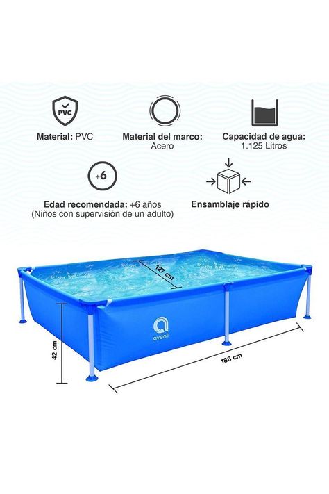 Piscina Estructural 1125 L 42x127x188 cm Celeste-2
