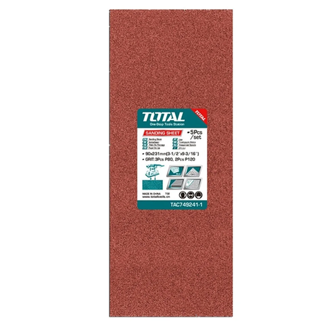 5 Hojas Lija P/ Pulir 90x231mm Grano Variado Total-0