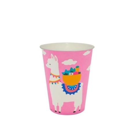 Vasos De Cumpleaños - Llama Rosada 6pcs-0