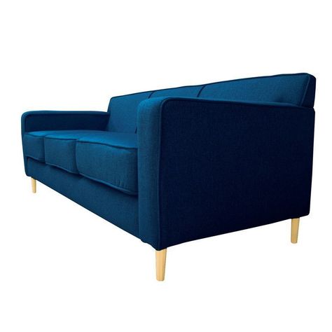 Sofá Lilen Chenille Tipo Lino Azul 3 Cuerpos-2