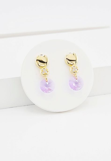 Aros Punto de Luz Gold Cristales Genuinos Violeta.-1