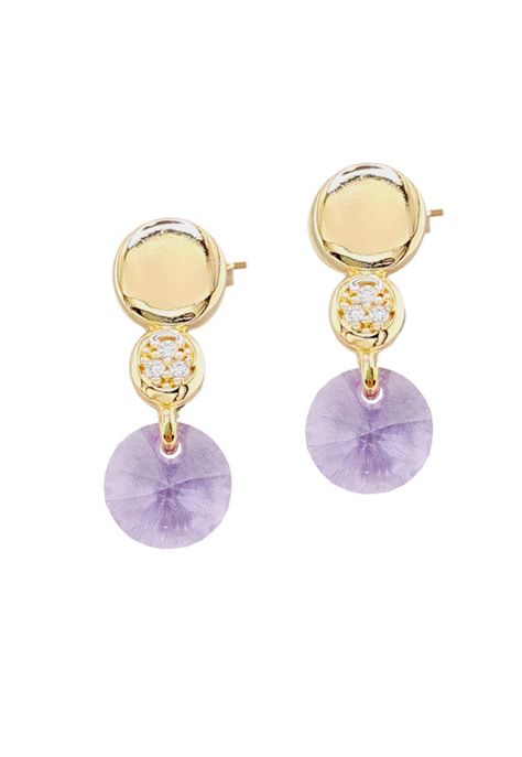 Aros Punto de Luz Gold Cristales Genuinos Violeta.-0
