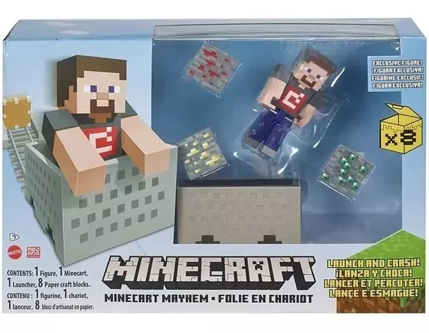 Minecraft Playset Figura Mayhem Steve - Lanza Y Choca-2
