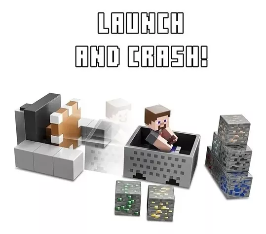 Minecraft Playset Figura Mayhem Steve - Lanza Y Choca-1