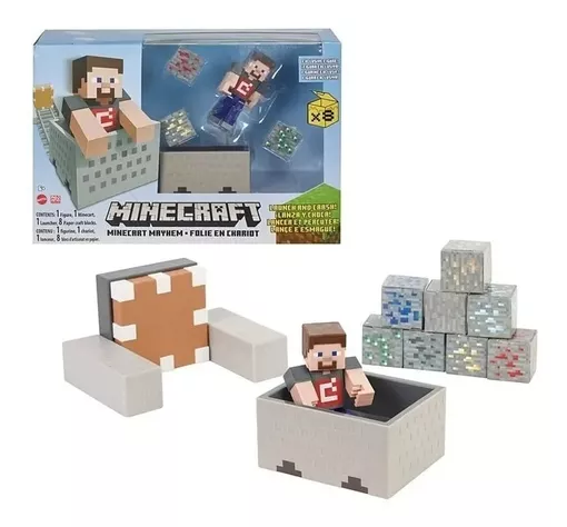 Minecraft Playset Figura Mayhem Steve - Lanza Y Choca-0
